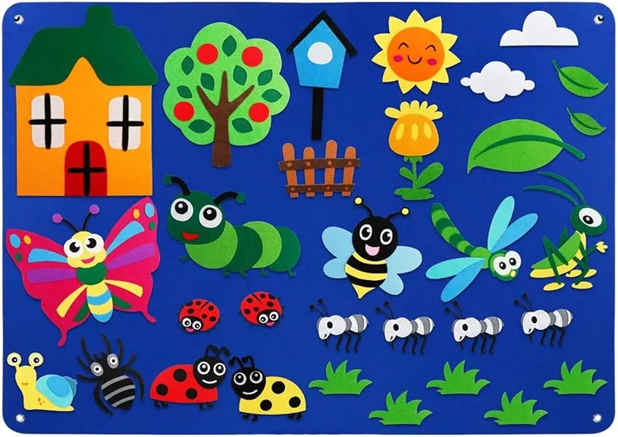 KAIKAI Baby is Busy Learning Story Book Flannel Interactive Game mat (Color : Insect)