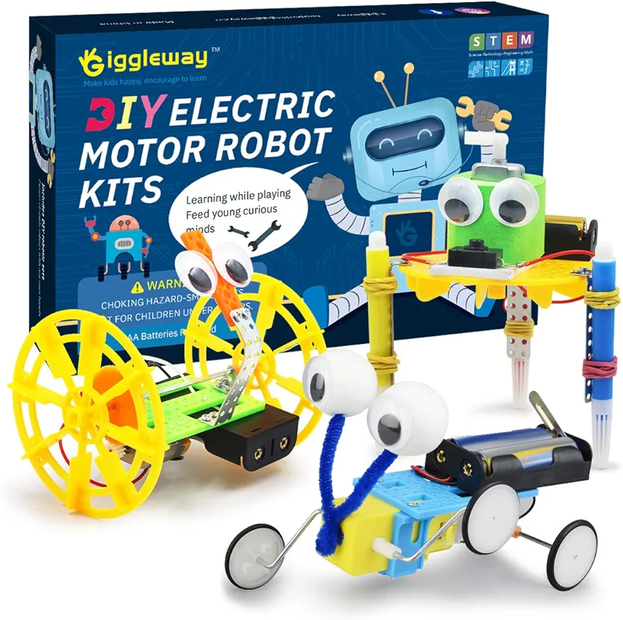 Electric Motor Robotic Science Kits, DIY STEM Toys for kids, Building Science Experiment Kits for Boys and Girls-Doodling, Balance Car, Reptile Robot (3 kits)