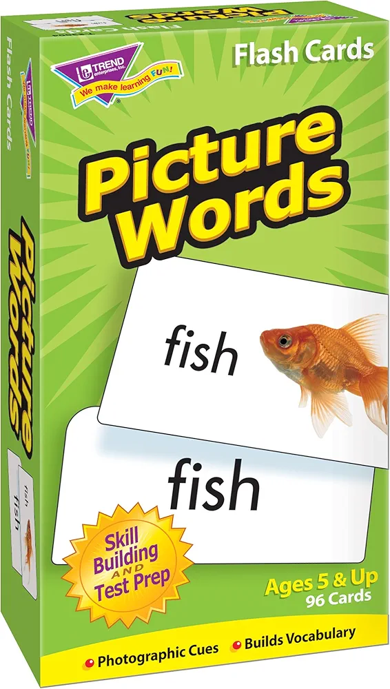 Trend Enterprises: Picture Words Skill Drill Flash Cards, Content-Rich Self-Checking Cards to Practice and Master, Great for Skill Building, 96 Cards Included, Ages 5 and Up