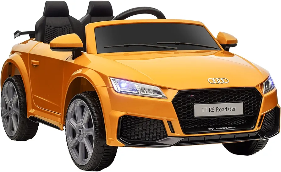 Aosom 6V Kids Electric Ride On Car, Licensed Audi TT RS with Suspension System and Remote Control, Horn, 5 Songs, Lights, MP3 Player - Yellow