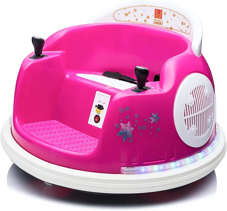 Ride On Bumper car for Kids, 6V Electric Vehicle ride on Toys with Remote Control, Music,Colorful Flashing Lights,Battery Powered (Pink)