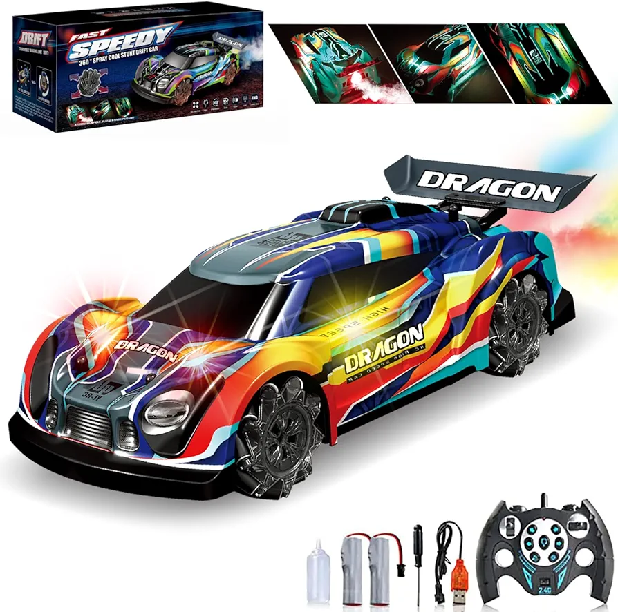 RC Drift Car, 1:14 Remote Control Car, 4WD Drift RC Cars for Kids, 2.4Ghz High Speed RC Vehicle with LED Lights Music, Hobby Sport Racing Toy Cars Gifts for Boys Girls