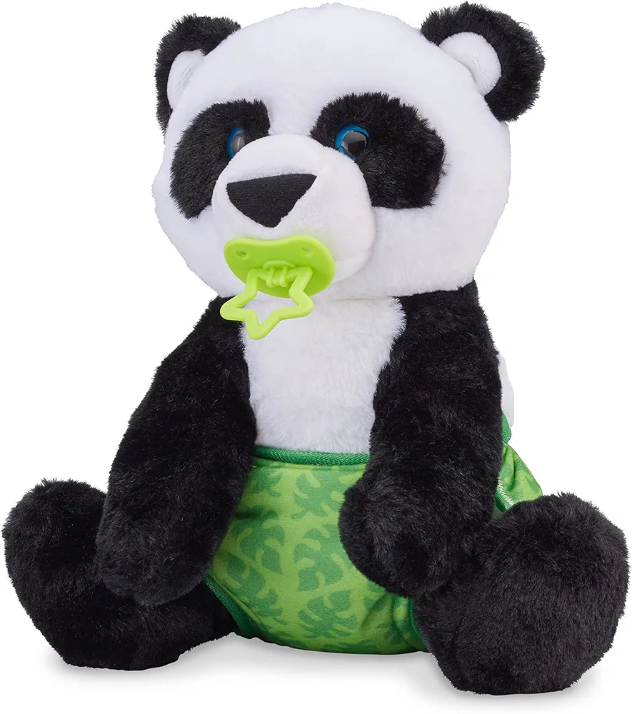 Melissa & Doug 11-Inch Baby Panda Plush Stuffed Animal with Pacifier, Diaper, Baby Bottle