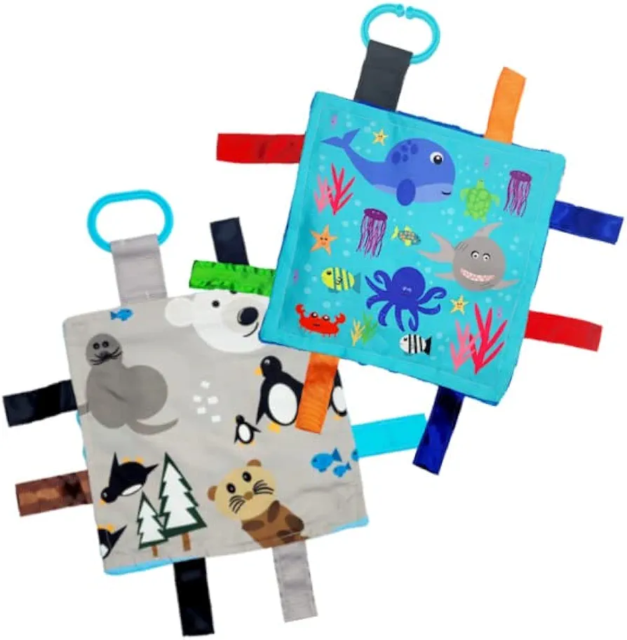 Water baby ocean animals crinkle taggy sensory toys gift set