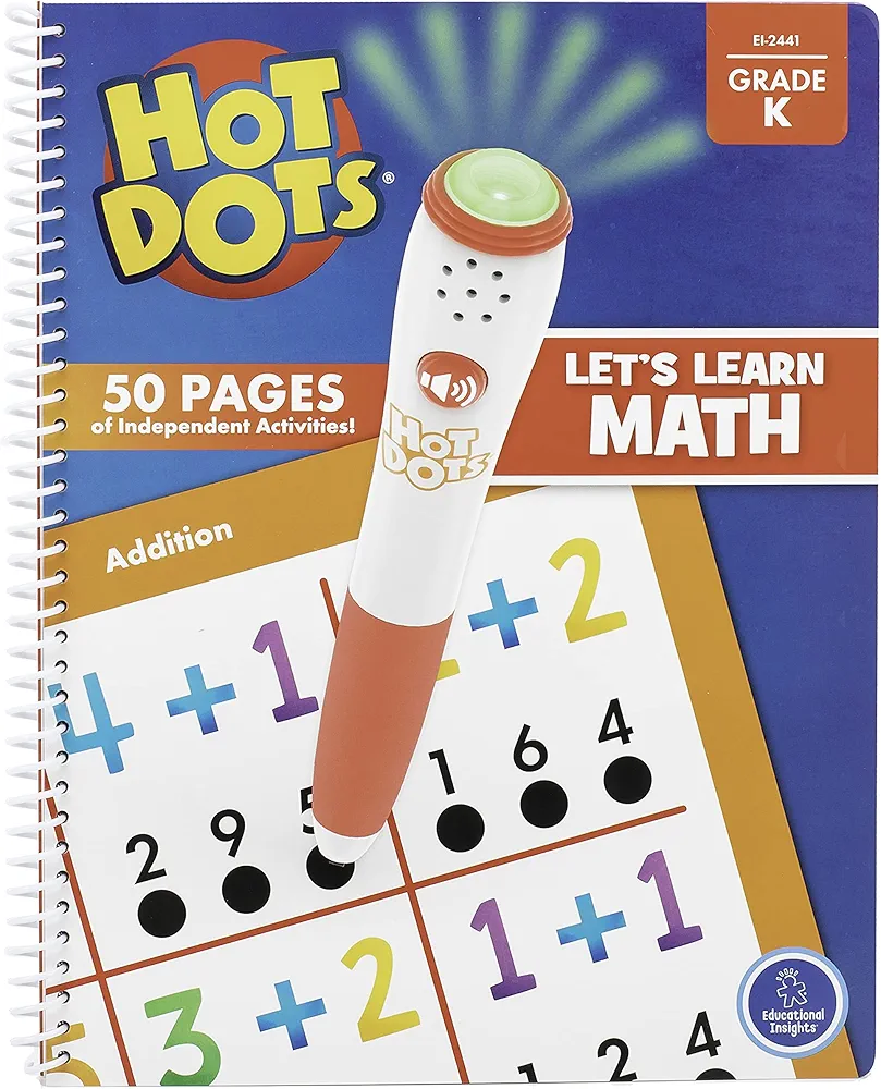 Educational Insights Hot Dots Let's Learn Kindergarten Math - Kindergarten Math Workbook, Classroom Essentials, Ages 5+