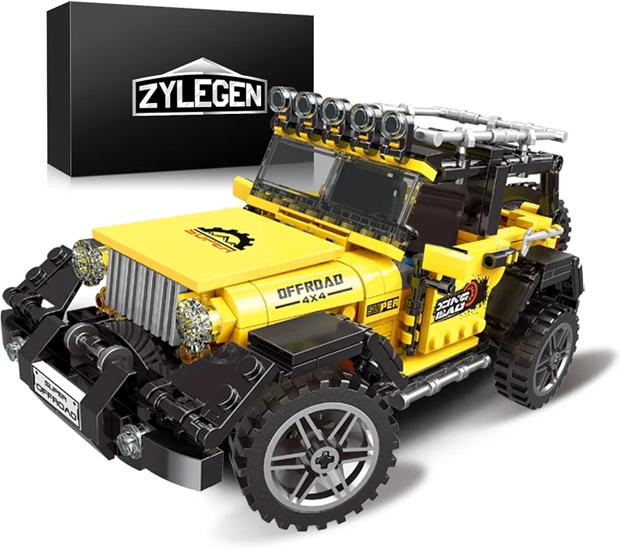 ZYLEGEN Jeep Wrangler 4x4 Toy Car Model Building Kit, All Terrain Off Roader SUV Truck Building Block Set, Racing Car Building Blocks Idea for Kids and Adults, Boys and Girls(610Pcs)