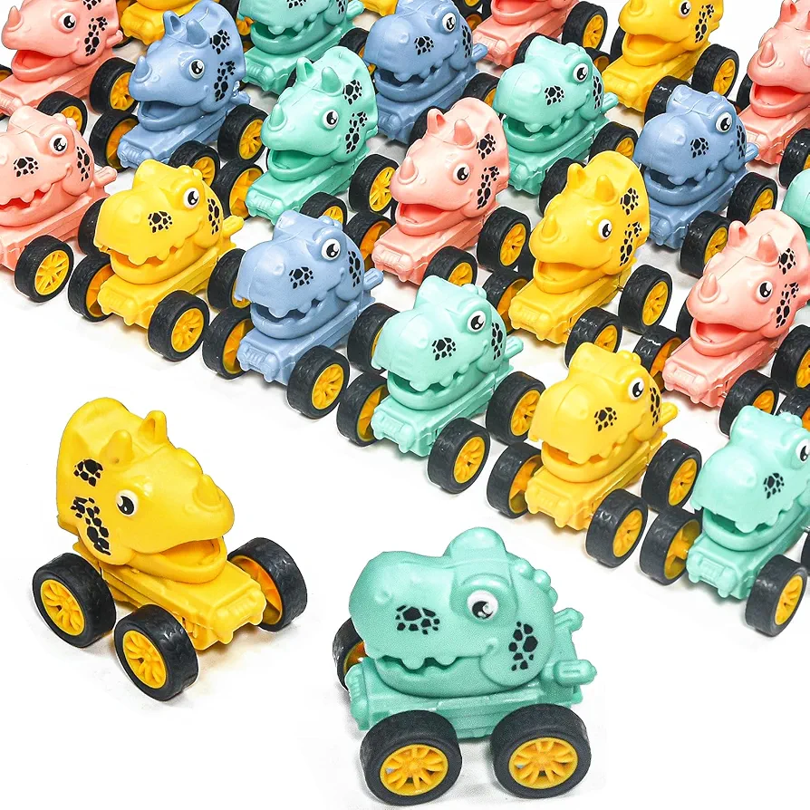 16Pcs Dinosaur Pull Back Cars Set for Kids Toddler, Bulk Mini Dinosaur Party Favors, Pinata Fillers, Goodie Bag Stuffers, Classroom Prizes,Dinosaur Toys for Kids 3-5 (Dinosaur Cars)