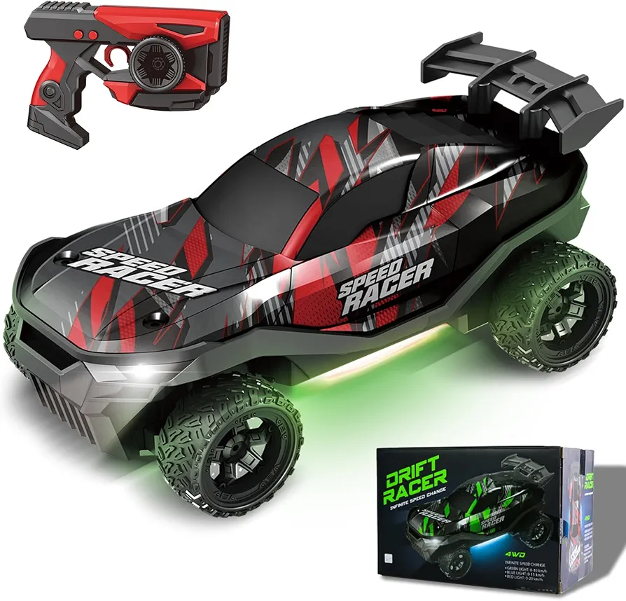 Remote Control Car RC Drift Car 2.4GHz 1:24 Scale 4WD 20KM/H High Speed Model Vehicle with LED Lights Drifting Tire Racing Sport Toy Car for Adults Boys Girls Kids Gift 2Pcs Rechargeable Batteries