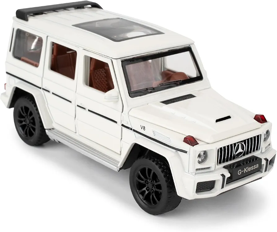 Car Model for Kids,1:32 Scale Compatible for Benz G63 Diecast Toy Vehicle, Zinc Alloy Pull Back Toy Car with Sound and Light for Toddlers Adult Boys Girls Gift（White）