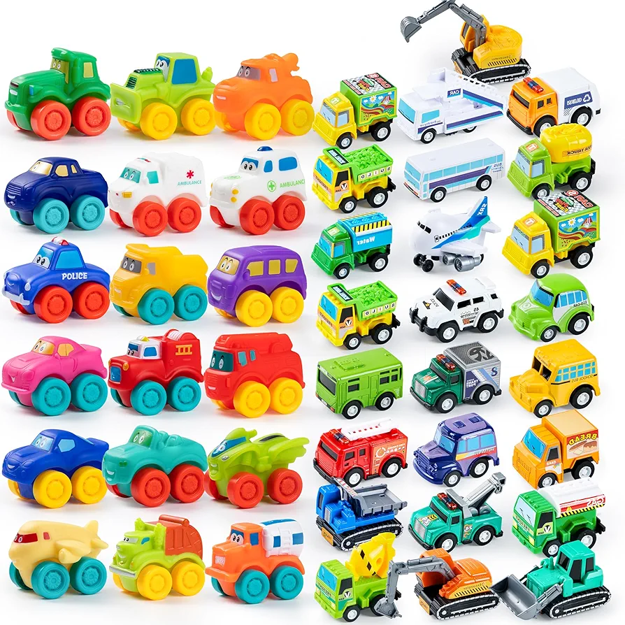 JOYIN 18+25 Pcs Toy Car Sets, Mini Toy Vehicles, Bath Toy Car for Toddlers, Gift for Boys and Girls Christmas Birthday, Summer Beach and Pool Activity, Party Favors for Kids