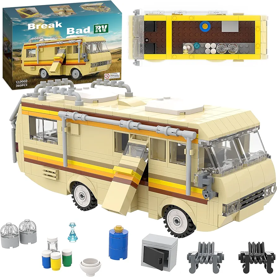 Break Bad RV Car Building Set for Adults,Bus Building Blocks,Van House Camper Toys,Christmas Birthday Gift for Boys and Girls(360PCS)