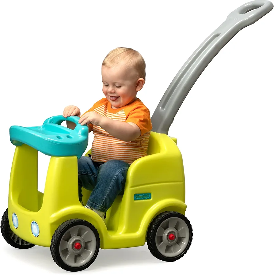 Simplay3 Roll and Stroll Quiet Ride-On Toddler Toy Push Car, with Seatbelt, for Toddlers ages 1.5-4 yrs., Yellow