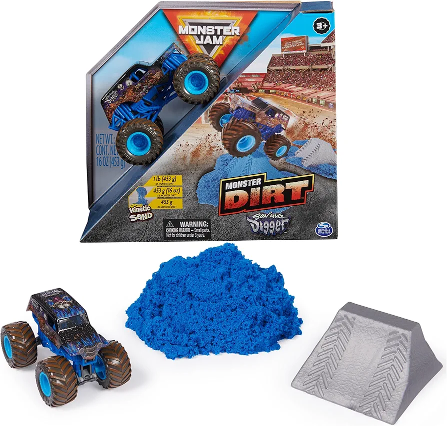 Monster Jam, Son-uva Digger Monster Dirt 1lb Playset with Official 1:64 Scale Die-Cast Monster Truck, Kids Toys for Boys Ages 3 and up