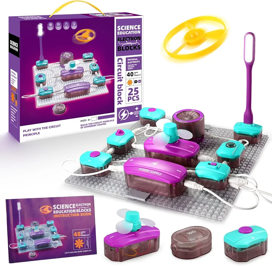 BATURU Stem Circuits Kits for Kids, Science Kits for Kids Age 8-12 5-7 4-8, 40 Electronics Exploration Kit, STEM Gifts Toys for Teenage Boys Girls