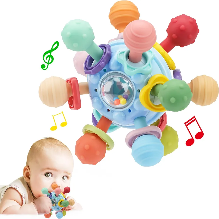 Baby Montessori Sensory Toys for 0-6 6-12 Months, Food Grade Teething Toys for Babies 0 3 6 9 12 18 Months, Newborn Infant Learning Developmental Toys Gifts for 1 2 Year Old Boys Girls