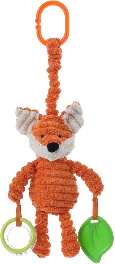 Apricot Lamb Baby Stroller or Car Seat Activity and Teething Toy, Features Plush Fox Character, Gentle Rattle Sound & Soft Teether, 8.5 Inches