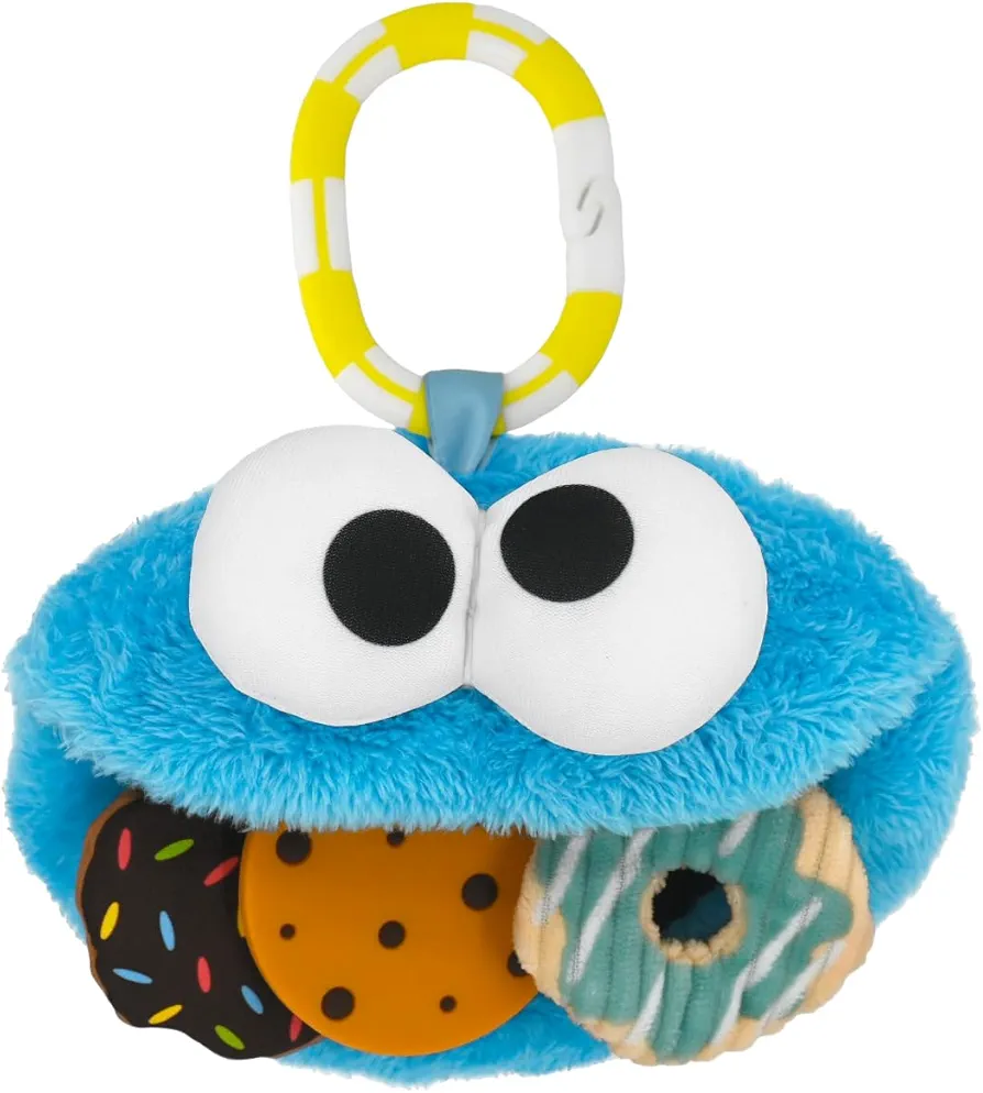 KIDS PREFERRED Sesame Streed Cookie Monster On The Go Activity Toy with Silicone Teether for Newborns