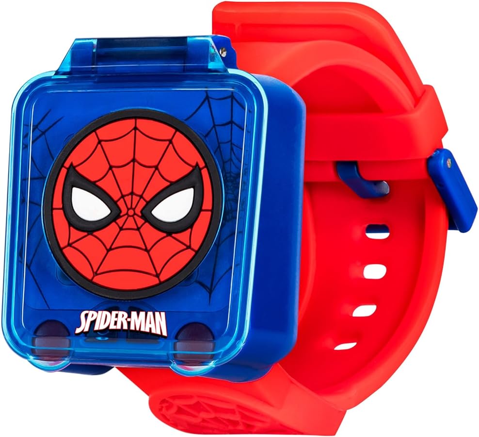 Accutime Marvel Spider-Man Educational Learning Digital Blue Watch for Boys, Toddlers, Kids with Red Strap - Includes Timer, Stopwatch, Alarm, Games! Perfect for Girls and Boys 3+!