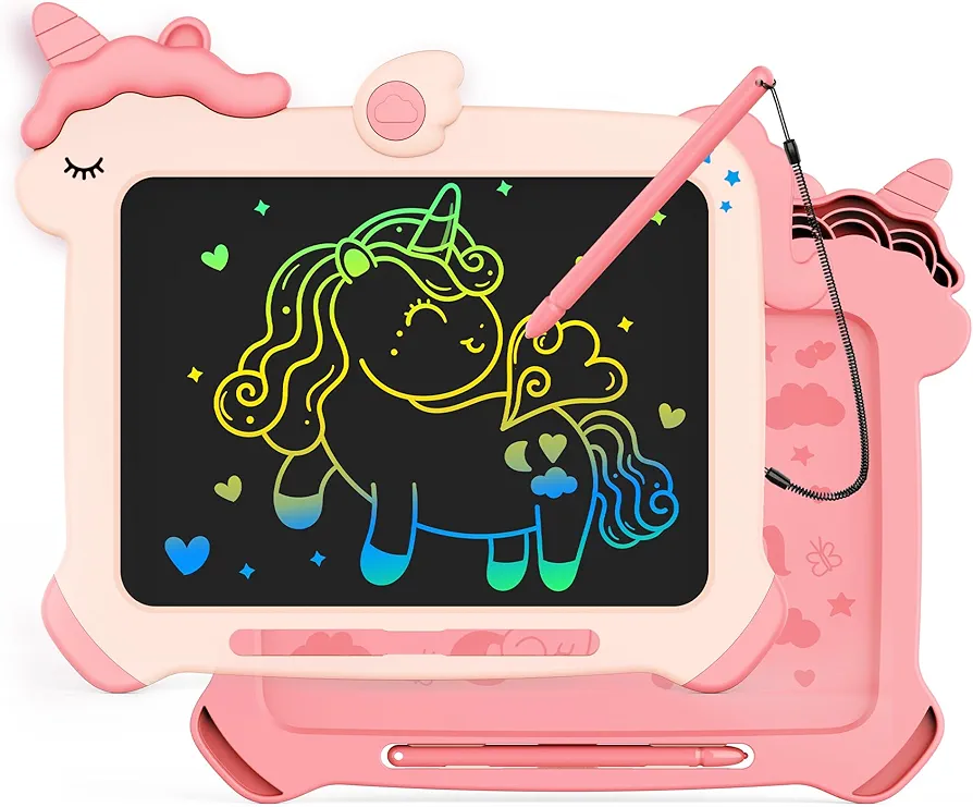 KOKODI LCD Writing Tablet, Unicorn Toys for Girls 3 4 5 6 7 8 Years Old, Colorful Toddler Doodle Board Drawing Tablet, Educational and Learning Toys, Christmas Birthday Gift for Girls Boys, Pink