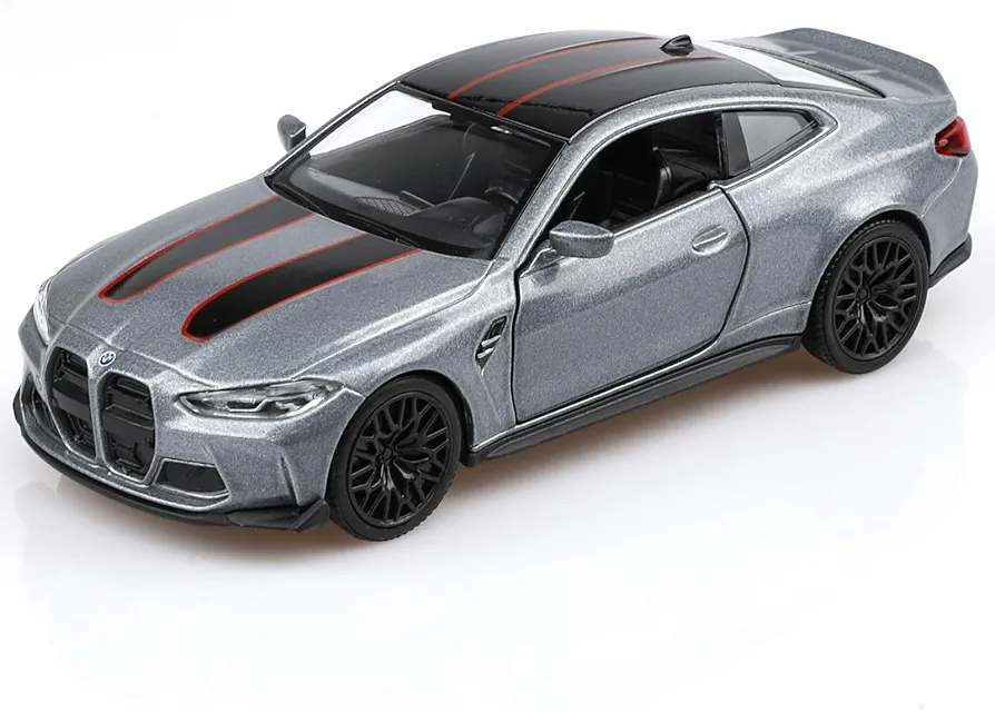 1/36 Scale 2023 BMW M4 Diecast Model Cars,Pull Back Vehicles BMW M4 CSL Toy Cars,Cars Gifts for Boys Girls(Silver