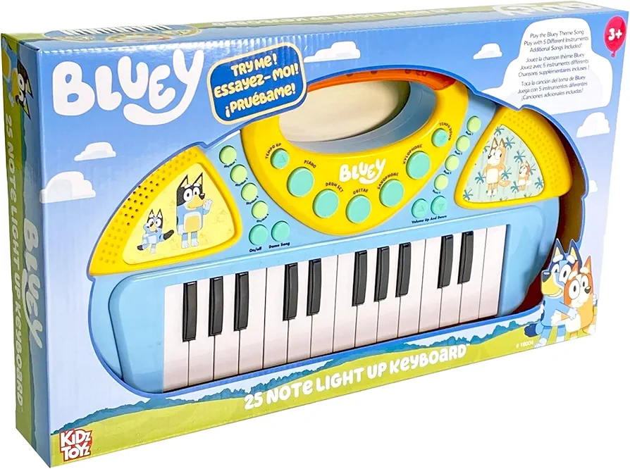 Bluey 25 Note Light Up Musical Keyboard - Portable Learn to Play Keyboard Musical Education Learning Toy for Toddlers and Preschoolers