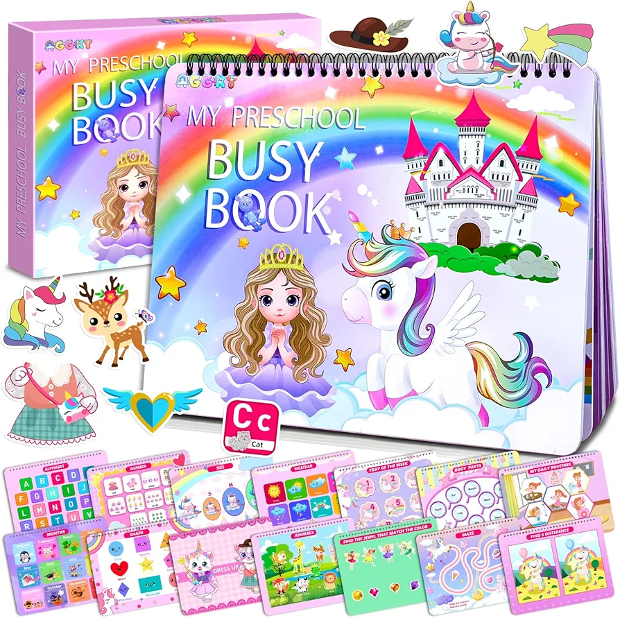 Montessori Busy Book for Toddlers 1-3 Preschool Toddler Learning Activities Books for Kids Ages 3-5 Autism Sensory Educational Toys Christmas Birthdays Gifts for Girls Boys 2-4-6-8 Years Old