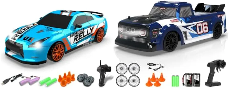 RACENT RC Drift Car with Racing and Drifting Wheels, 2 Rechargeable Batteries, Perfect Toy Gift for Boys, Girls, Kids