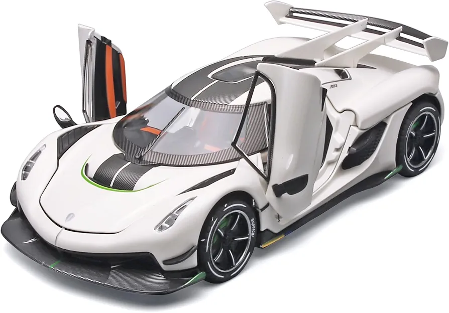 Toy Cars for Boys 1/24 Koenigsegg Jesko Metal Die Cast Toy Cars,Collectibles Koenigsegg Model Car,Pull Back Koenigsegg Toy Car with Light and Sound,Cars Gifts for Age 3+ Year Old Boys(White)