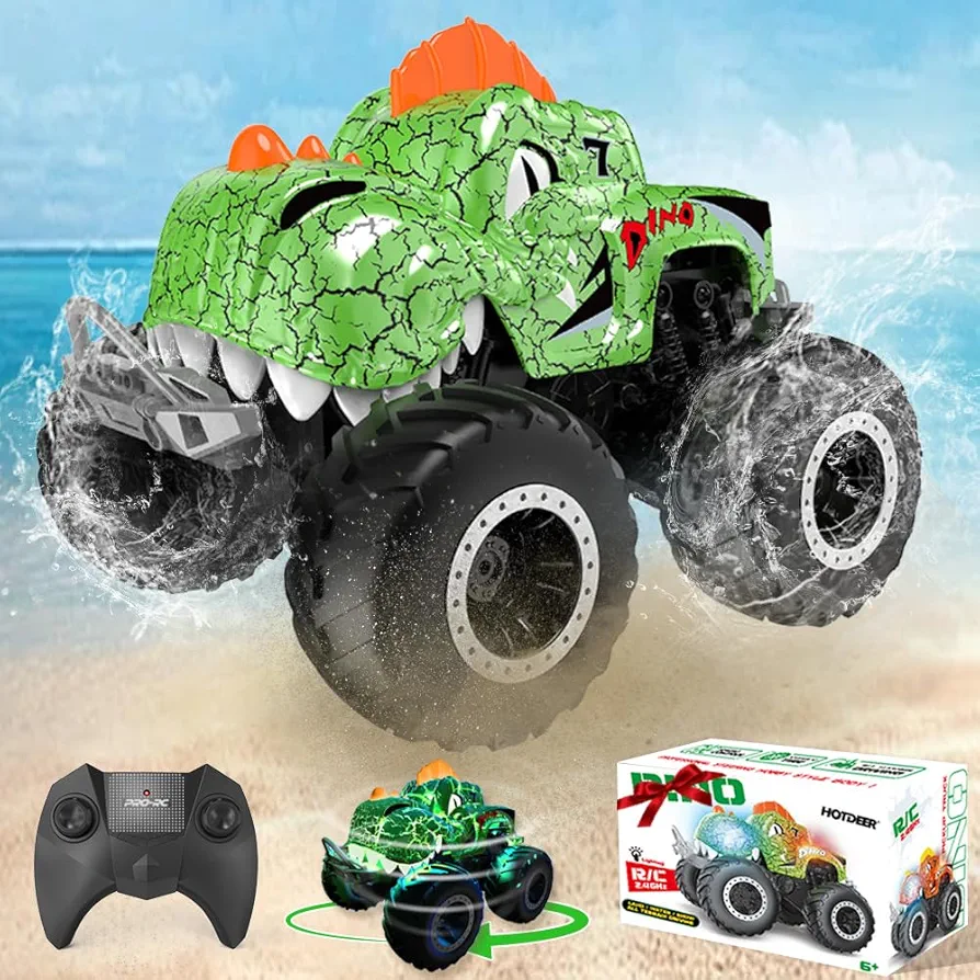 Dinosaur Remote Control Car,Remote Control Car for Boys 4-7,RC Car for Boys Girls with Light,Sound & Spray,Dinosaur Toys Gift for Kids 3 4 5 6 7 8 (Green)