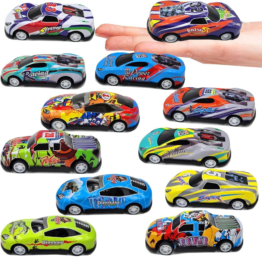 12 Pack Race Cars 1:64 Scale Pull Back Racing Cars Die cast Cars Toy Vehicles Playset,Party Favors, Goodie Bag Stuffers, Vehicles Toys Gift for Boys and Girls (Classic Edition)