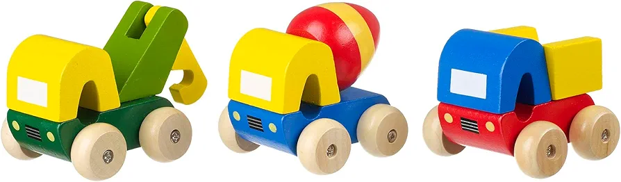 Orange Tree Toys First Trucks | Hand Painted Colorful Wooden Toy for Toddlers Age 12m+, Sustainably Made, Set of 3