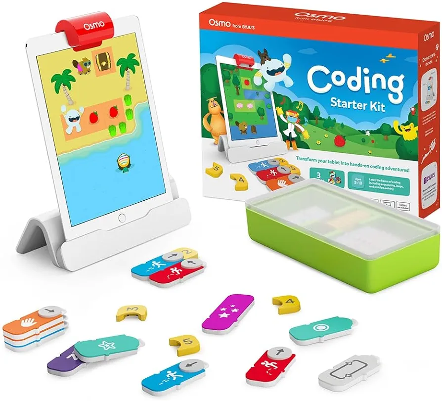 Osmo - Coding Starter Kit for iPhone & iPad-3 Educational Learning Games-Ages 5-10+ Learn to Code, Basics Puzzles-STEM Toy-Logic, Fundamentals(Osmo iPad/iPhone Base Included)