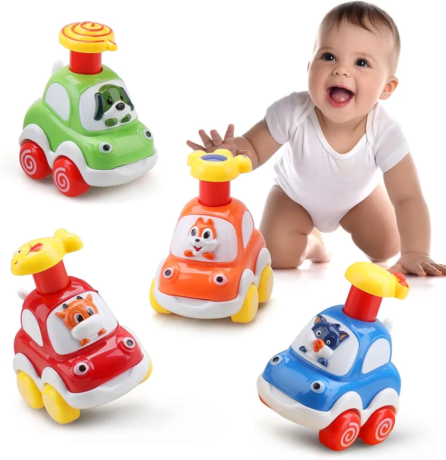 Amy&Benton Baby Toy Cars for 1 2 Year Old Toddler Cartoon Wind up Cars for Boys Birthday Gift Toys