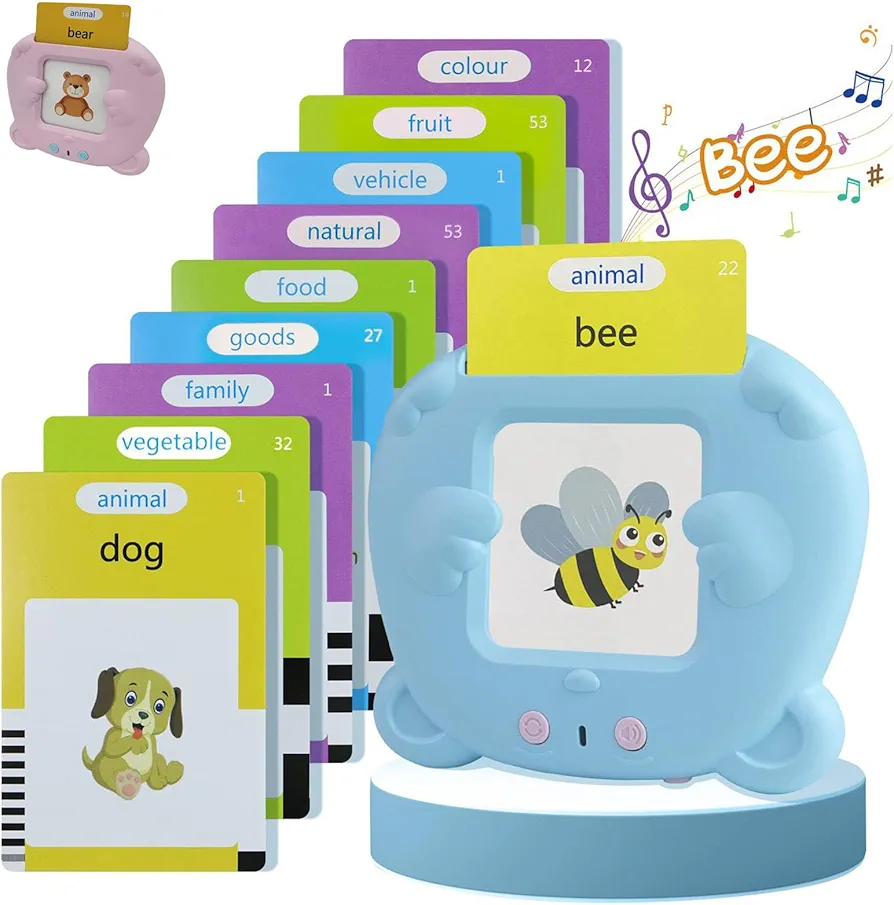 Bilingual Buddy- Spanish and English Speaking Flashcards, Bilingual Buddy, Early Education Toys for Kids, Kids Early Learning Flashcards, Spanish & English Speaking Flashcards (blue, 510pcs)