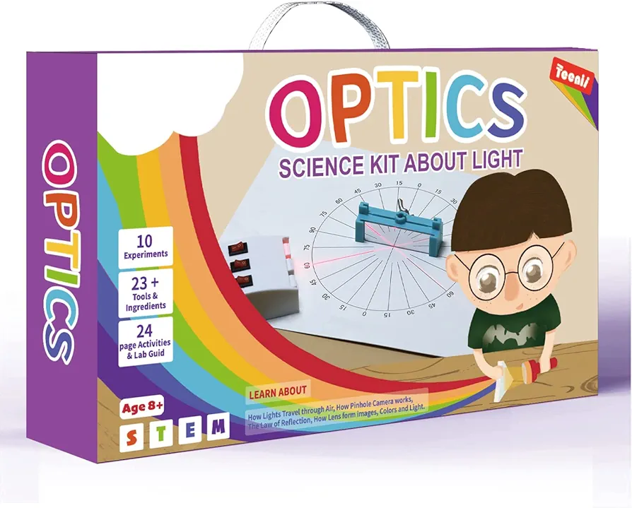 Optics Science Kit About Light Experiment for Kids, STEM Physics Lab Set Students Education Toys Brithday Gift for Boys Girls Age 8~16 Year Old