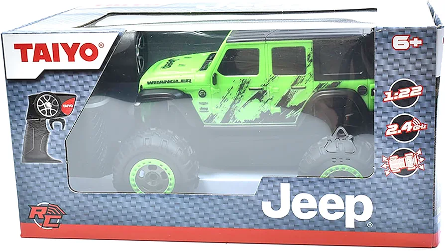 Jeep Wrangler Sahara Unlimited 1:22 Scale R/C - Green - Taiyo, 2.4GHz, Remote Control Vehicle, Authentic Design, Controller, Battery Powered Hobby Car