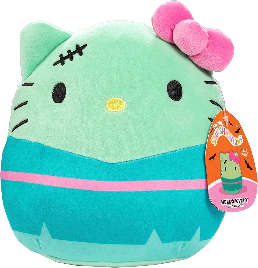 Squishmallows 8" Hello Kitty FrankenKitty- Officially Licensed Kellytoy Halloween Sanrio Plush- Collectible Soft Squishy Stuffed Animal Toy- Add to Your Squad- Gift for Kids, Girls & Boys- 8 Inch