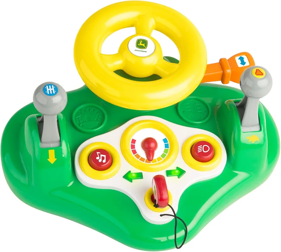 John Deere Busy Driver, Kids Toy Steering Wheel & Driving Dashboard, 12 Months and Up Green