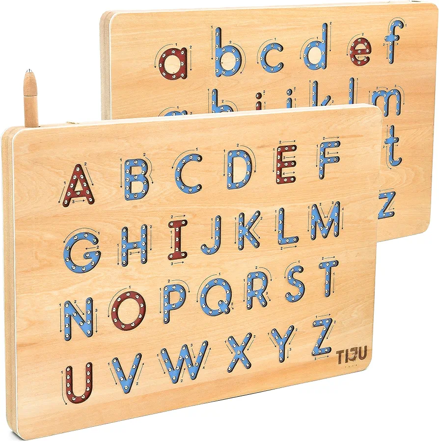 Wooden Magnetic Letter Tracing Board - Learn to Write Toy for Kids Age 3 - Learn to Write Alphabet Learning Toys - Montessori ABC Learning for Toddlers - Alphabet Letters for Kids Ages 3-5