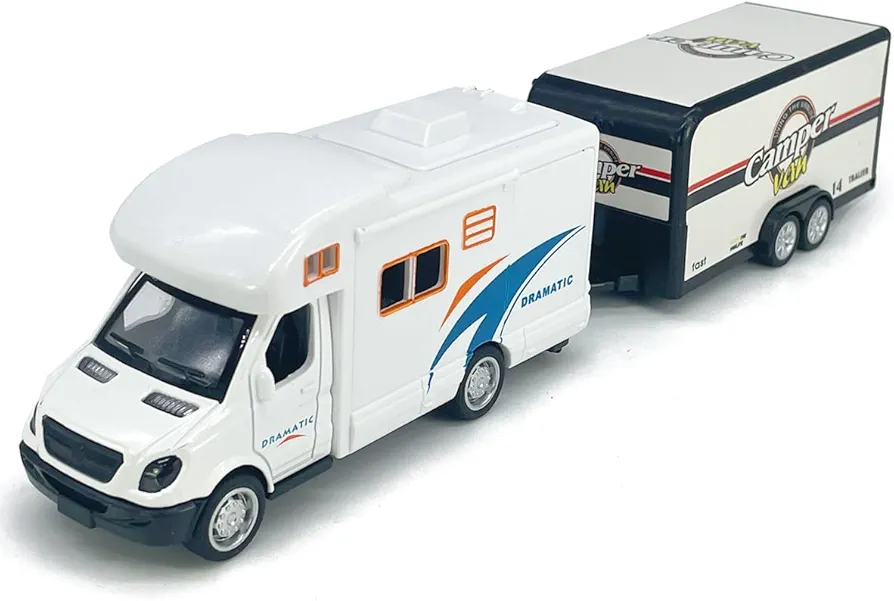 Motorhome Camper Trailer Towing RV Van Toy Model Diecast Toys for Boys Pull Back Vehicle, Beach Sandbox Outdoor Adventure,3 4 5 6 7 Year Old Toddlers Kids Birthday Gifts Cake Decoration Home Décor