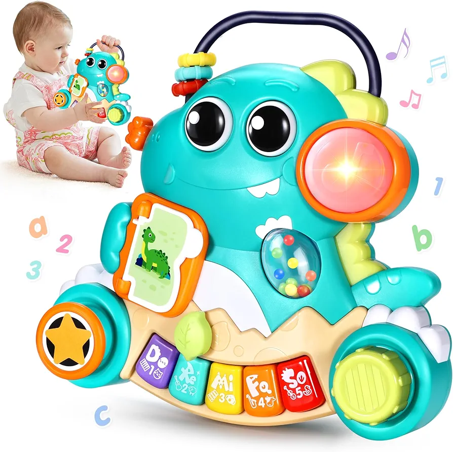 WITALENT Baby Toys 6-12 Months Dinosaur Piano Music Light Up Toys for 1 Year Old Boys Girls Infant Toys for 7 8 9 10 12 18 Months Interactive Piano Keyboard Toys Baby Christmas 1st Birthday Gifts