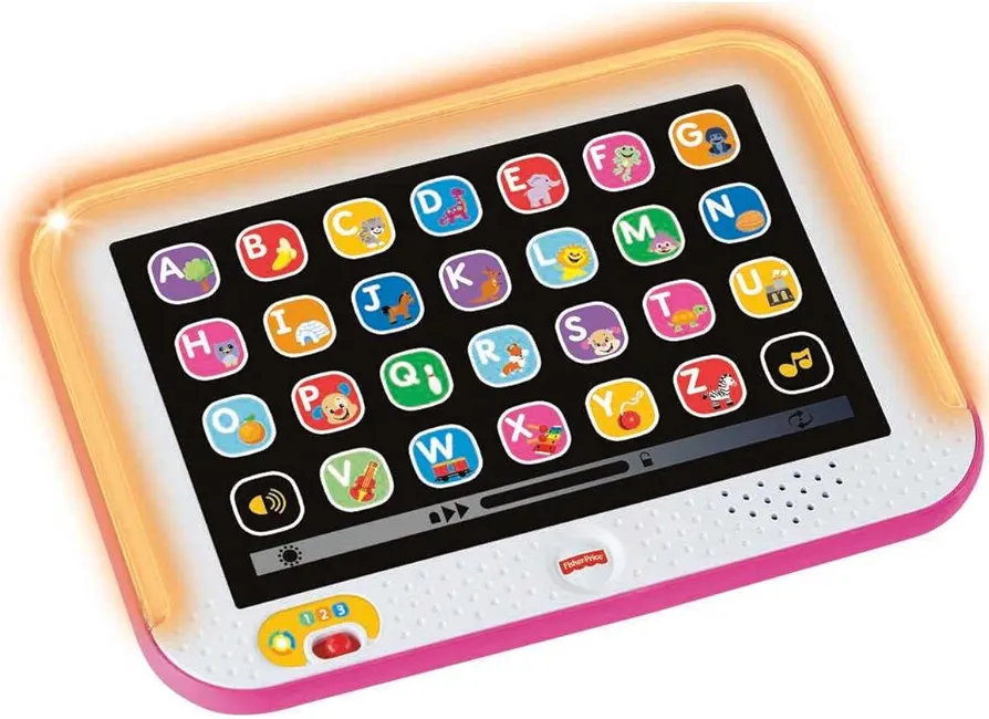 Fisher-Price Toddler Learning Toy Laugh & Learn Smart Stages Tablet with Lights & Music for Early Pretend Play, Pink, for Infants Ages 1+ Years