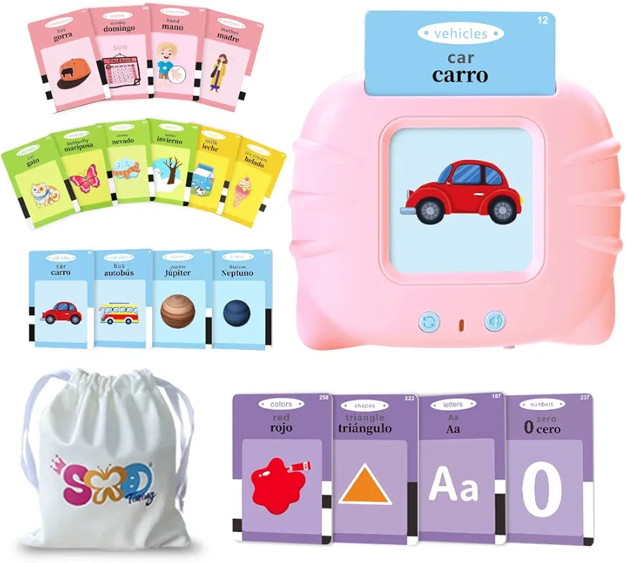 161 Cards Spanish Flash Cards for Kids,Bilingual Flash Cards for Toddler/Beginning - ABC,Numbers,Colors,Shapes Español/English Talking Flash Cards for Preschool,Kindergarten,Ages 1-8