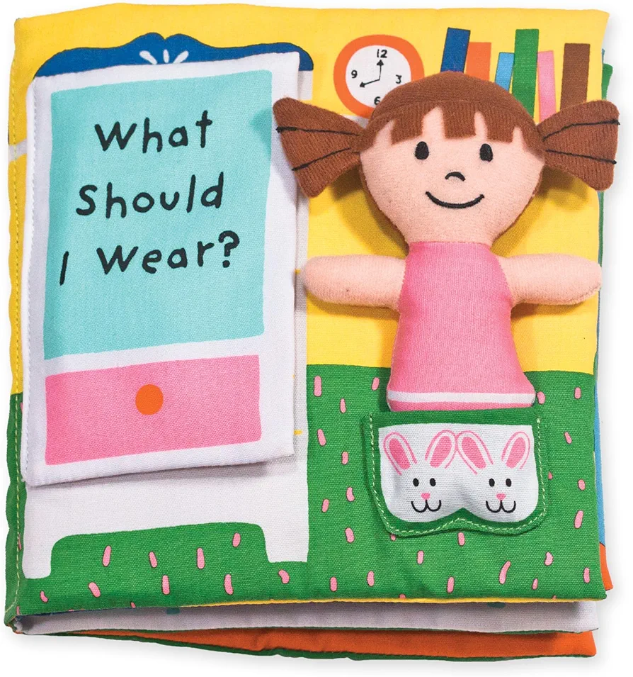 Melissa & Doug Soft Activity Baby Book - What Should I Wear? - Sensory Travel Toys, Dress Up Doll For Babies And Toddlers