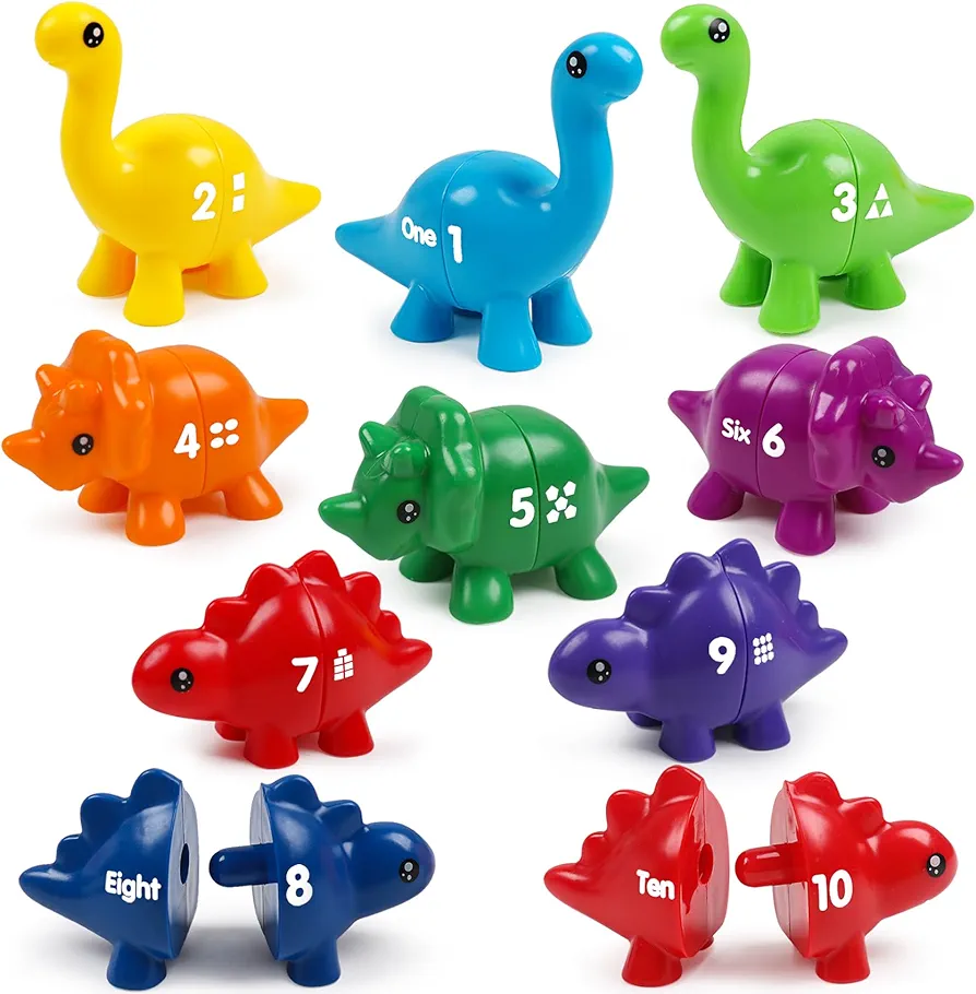 Dinosaur Matching Montessori Sensory Preschool Educational Learning Game Color Counting Sorting Fine Motor Toys for 3 4 5 Years Toddler Preschool Boys Girls (Number)