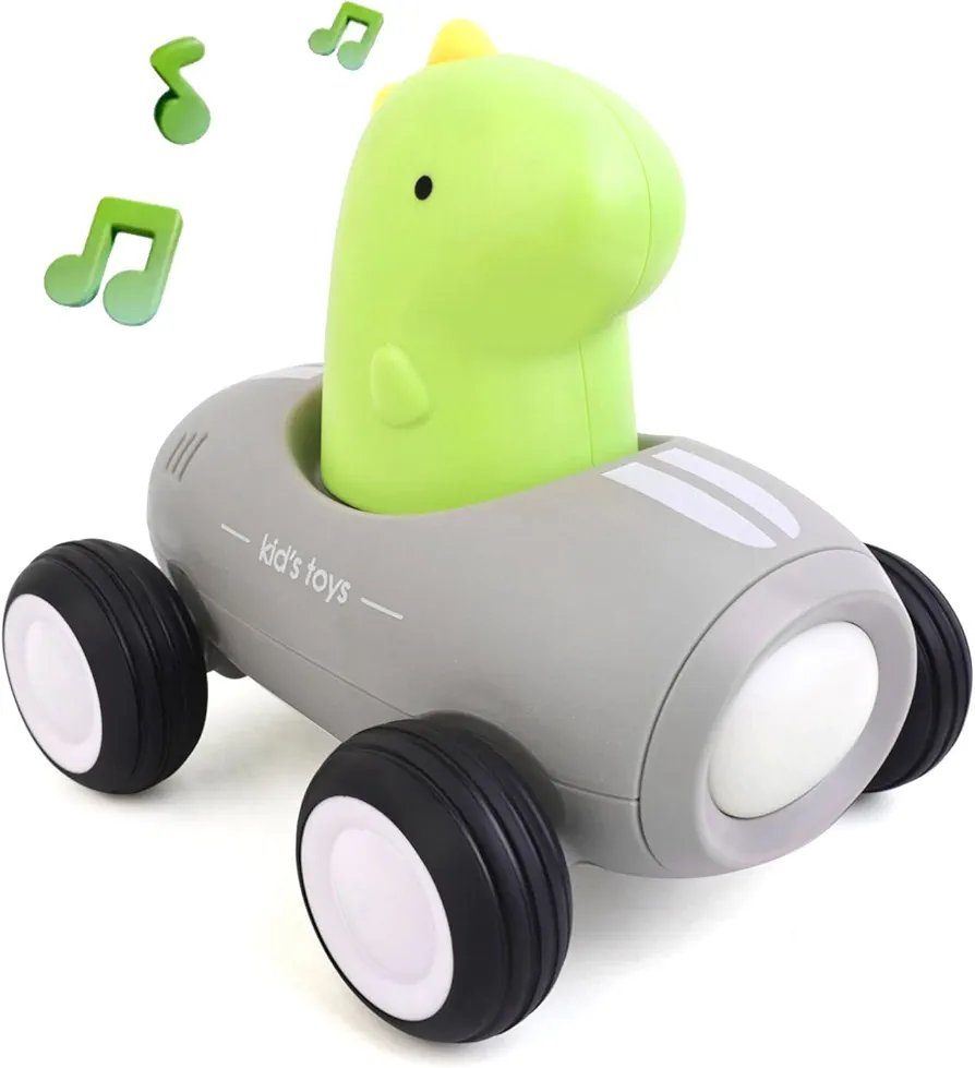 Baby Car Toys, Toddler Toy, Baby Dinosaur Car Toys, Cars Friction Powered Inertia Toy Cars with Light Music for 6+ Months Boys Girl, Baby Animal Car Toys for Birthday Gift