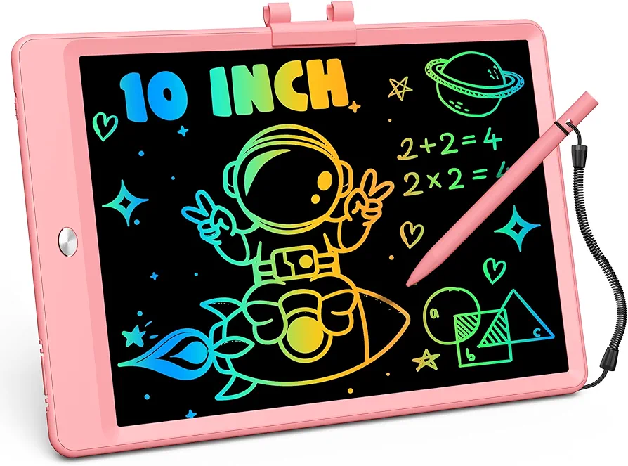 Toys for Girls, 10 Inch Lcd Writing Drawing Tablet for Kids, 3 4 5 6 7 Year Old Girl Birthday Gift Ideas for Christmas, Erasable Doodle Board Learning Travel Essentials Car Trip Toys (Pink)