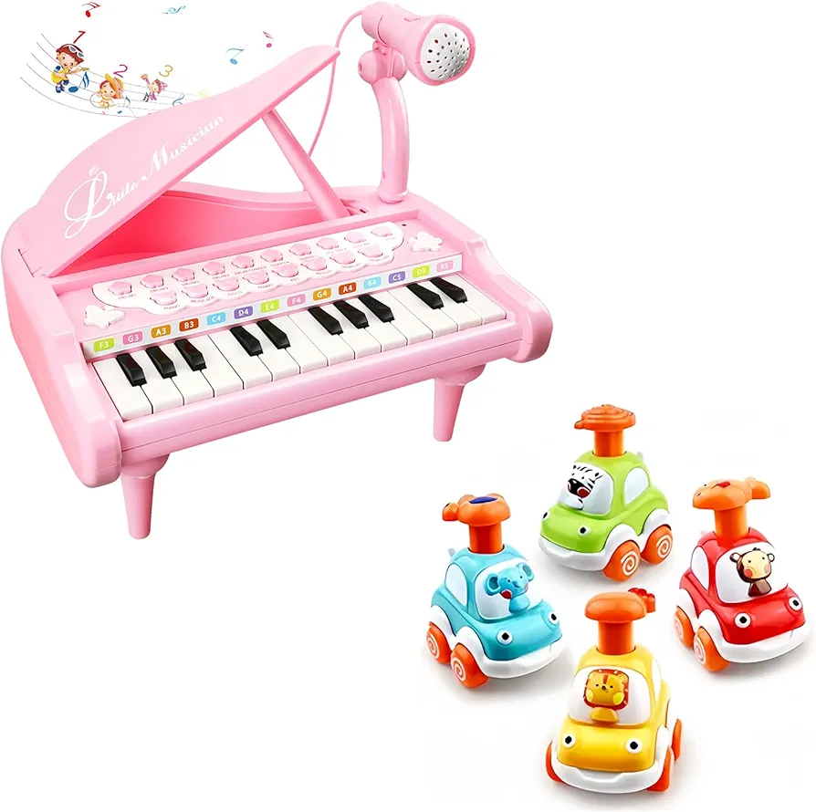 Toy Piano and Animal Toy Cars for Toddlers Birthday Gift