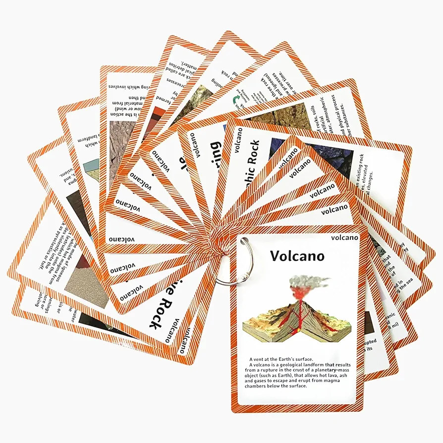 Geography Flash Card Set for Kids(15 Pcs)| Science Learning Cards Perfect for Back to School Supplies, Elementary Teacher/Autism Therapists Geology Tools | Geology Earthquake Gifts for Kids(Ages 6+)