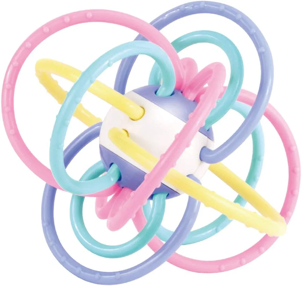 Sensory Teether and Rattle. Grab, Chew, and Shake. Plastic center for Easy Cleaning and No Exposed Screws. Infant Safe for plus 0 months